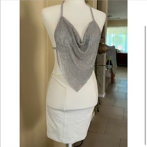 Meshki mini backless dress with rhinestones